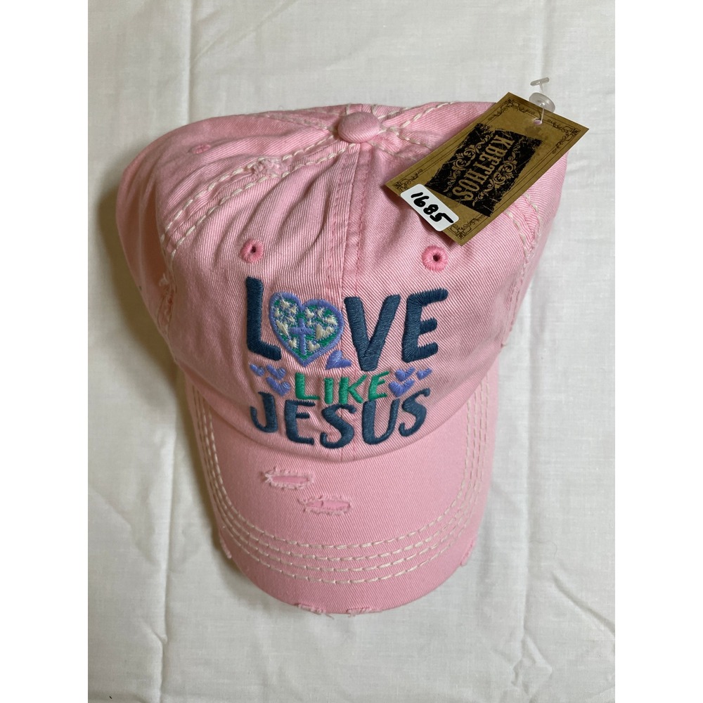 KBETHOS Baseball Cap Womens OS Pink NEW Love Like Jesus Distressed Hat